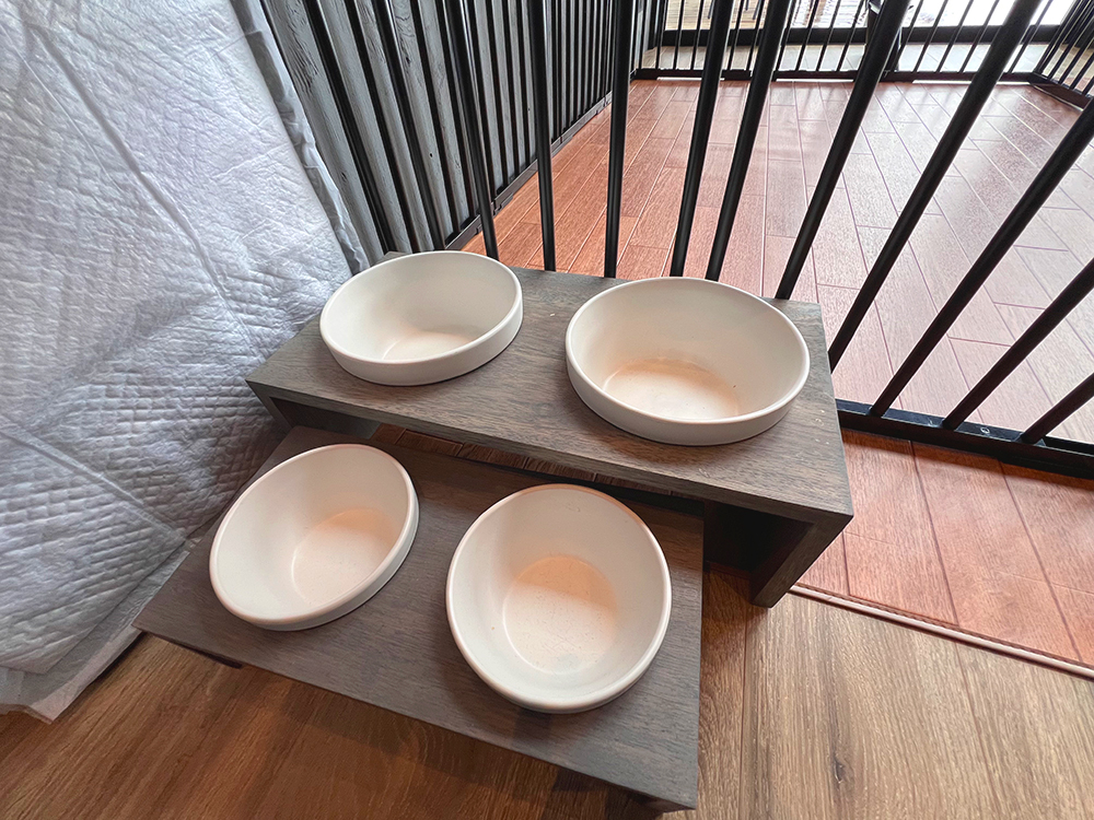 ペット用の食器が4つ