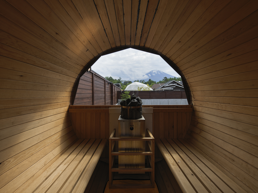 Private Villa Glamping 富士山中湖のバレルサウナ