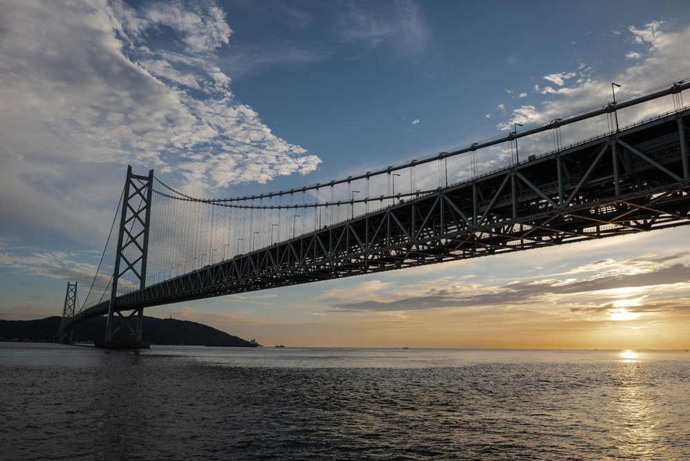 明石海峡大橋の夕焼け